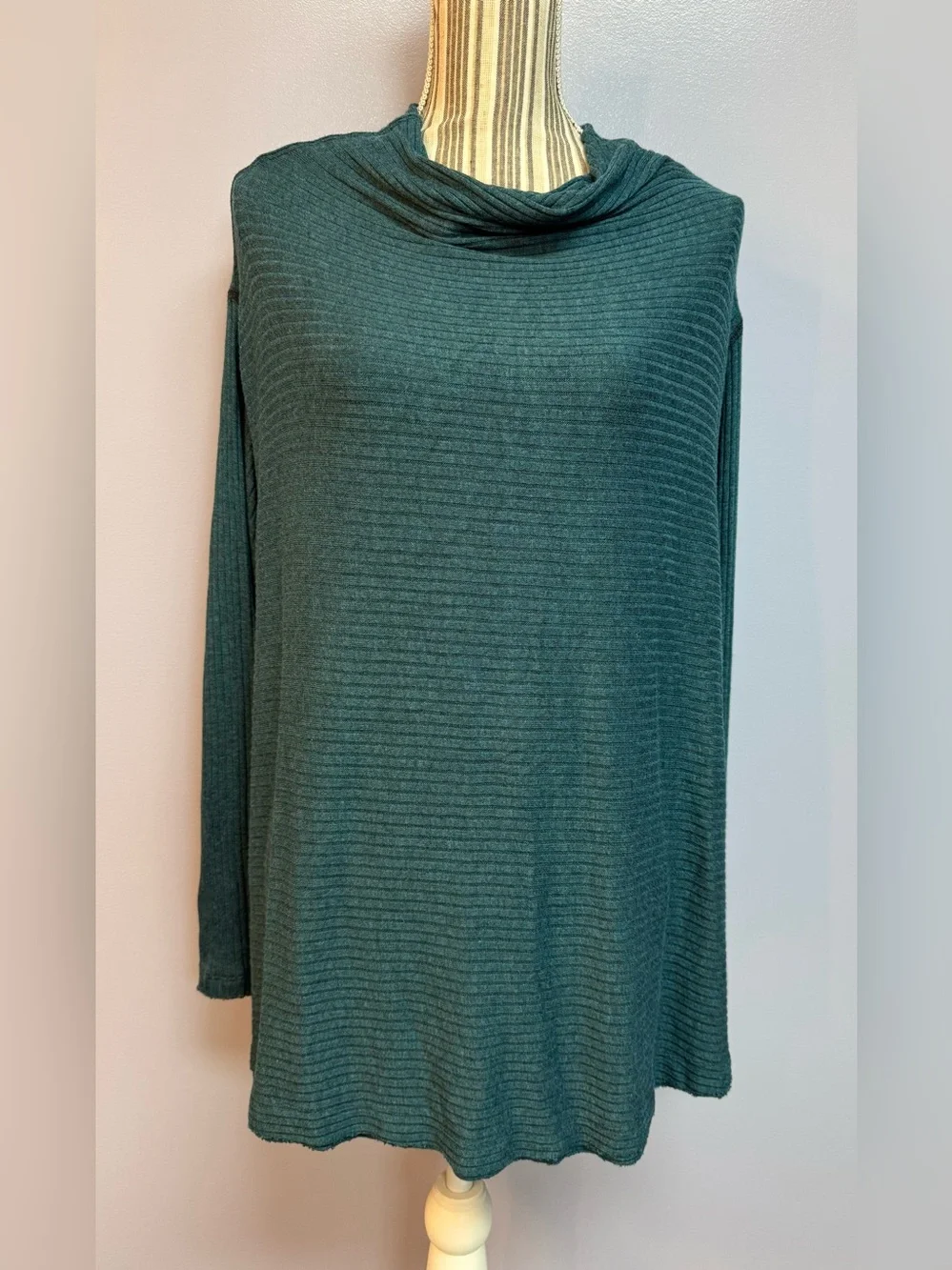 We The Free FP Love Split Open-Back cowl neck knit top in Deep Teal size M